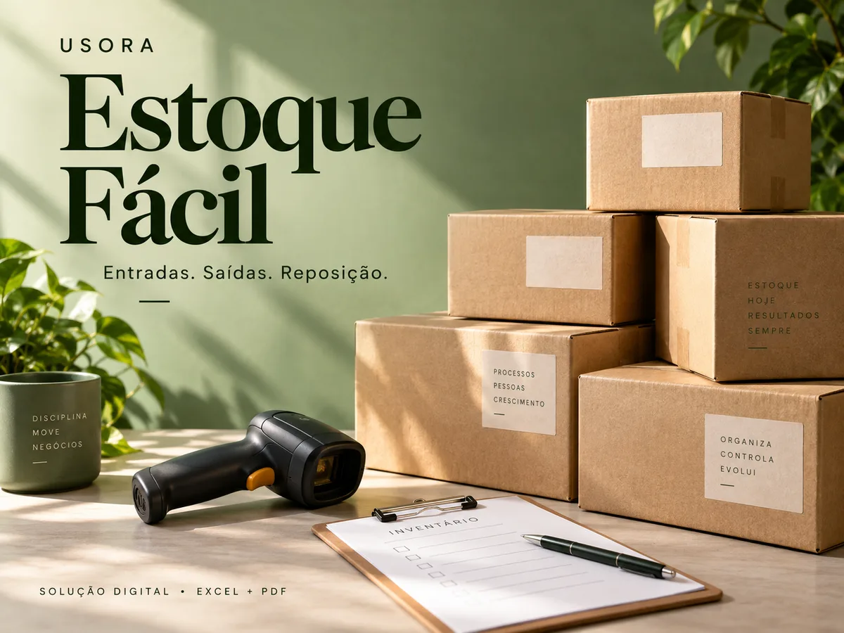 Capa ilustrativa de Estoque Fácil — solução digital para download